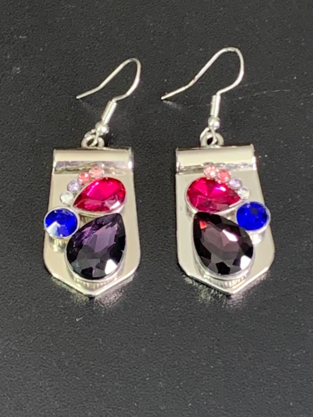 Paparazzi Zi Collection "The Laura" Silver Plated Earrings - Colorful Crystals